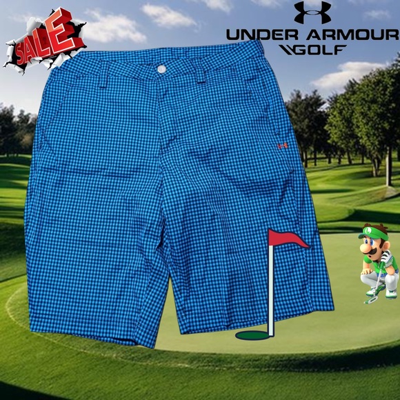 Under Armour Other - Like New Under Armour Golf DRI-FIT Blue and Black Checkered Shorts 34
